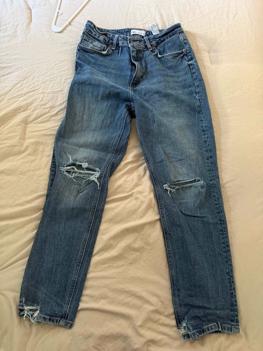 Zara Blue Distressed Boyfriend Jeans